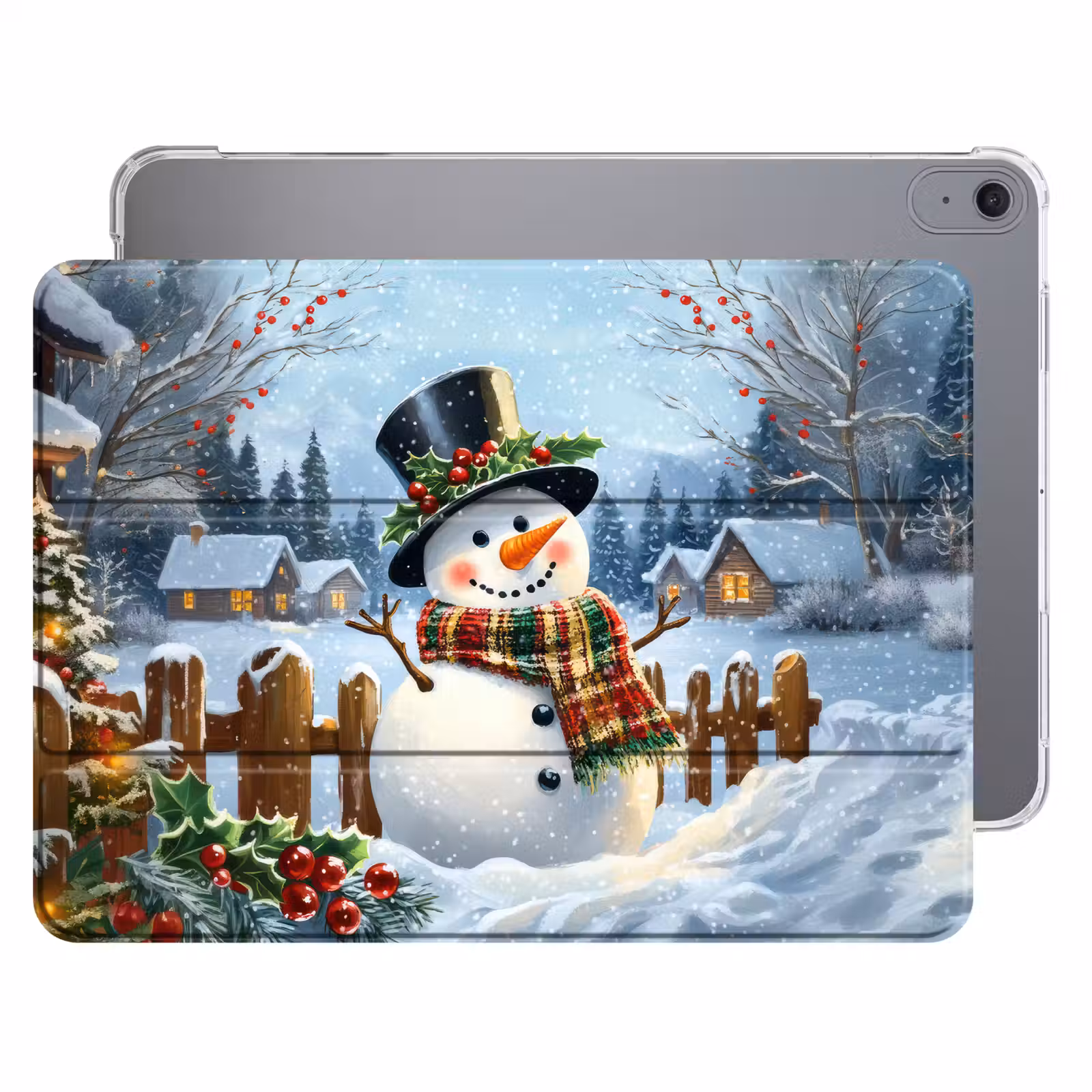 iPad hoes - Sneeuwpop - Winterdorp - Kleurrijk — 1