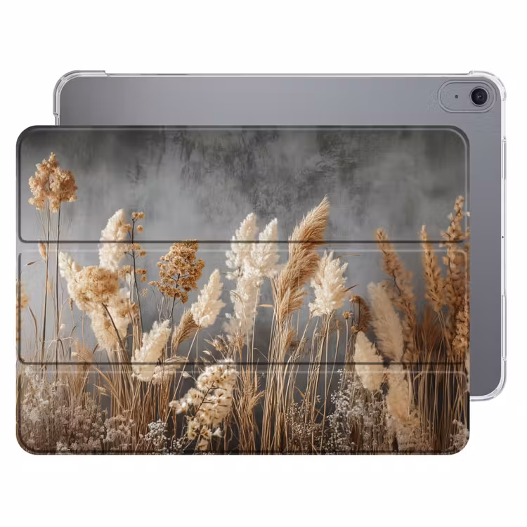 iPad hoes - Gedroogde Veldbloemen - Grijs - Beton — 1