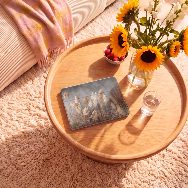 iPad hoes - Gedroogde Veldbloemen - Grijs - Beton — 2