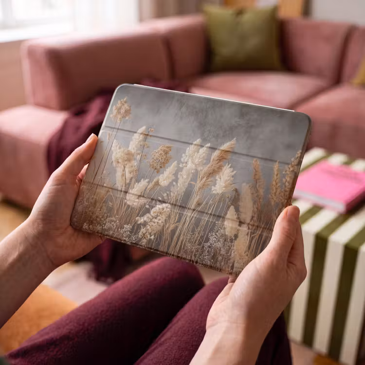 iPad hoes - Gedroogde Veldbloemen - Grijs - Beton — 4