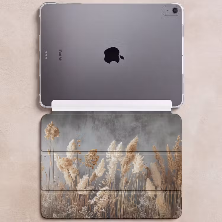 iPad hoes - Gedroogde Veldbloemen - Grijs - Beton — 6