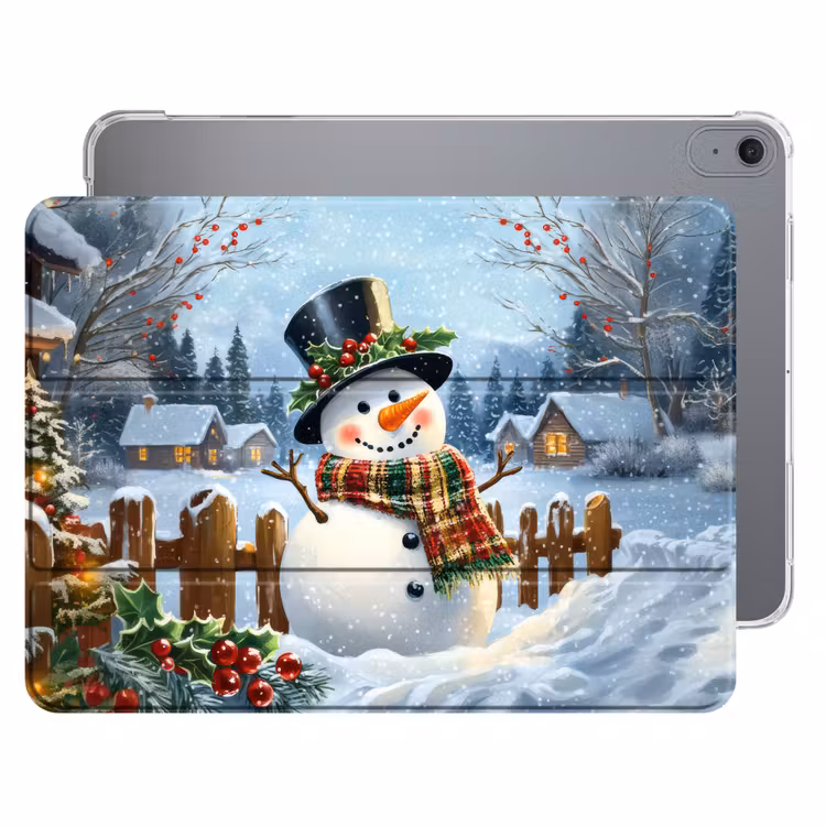 iPad hoes - Sneeuwpop - Winterdorp - Kleurrijk — 1
