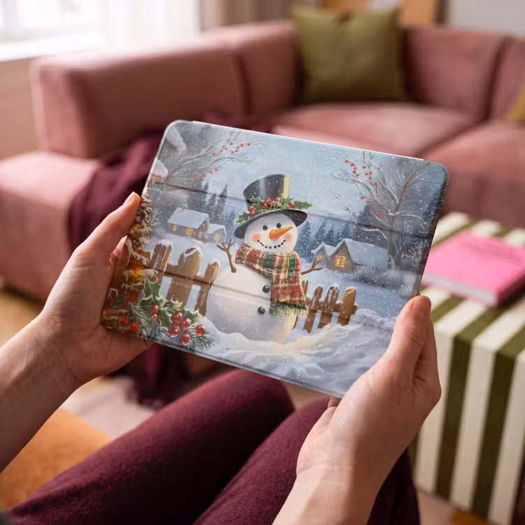 iPad hoes - Sneeuwpop - Winterdorp - Kleurrijk — 4