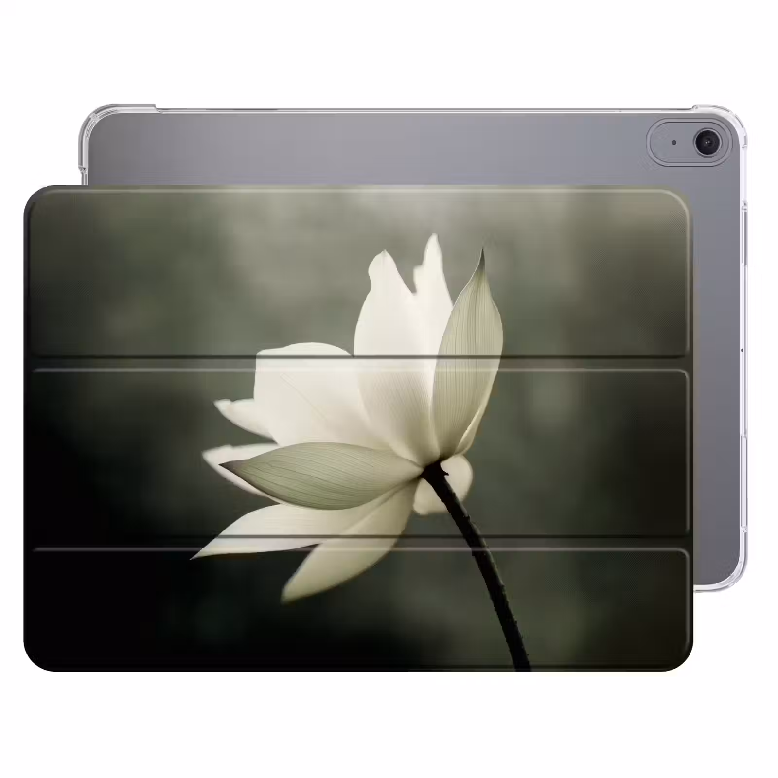 iPad hoes - Wit - Lotus - Donker - Bloem — 1
