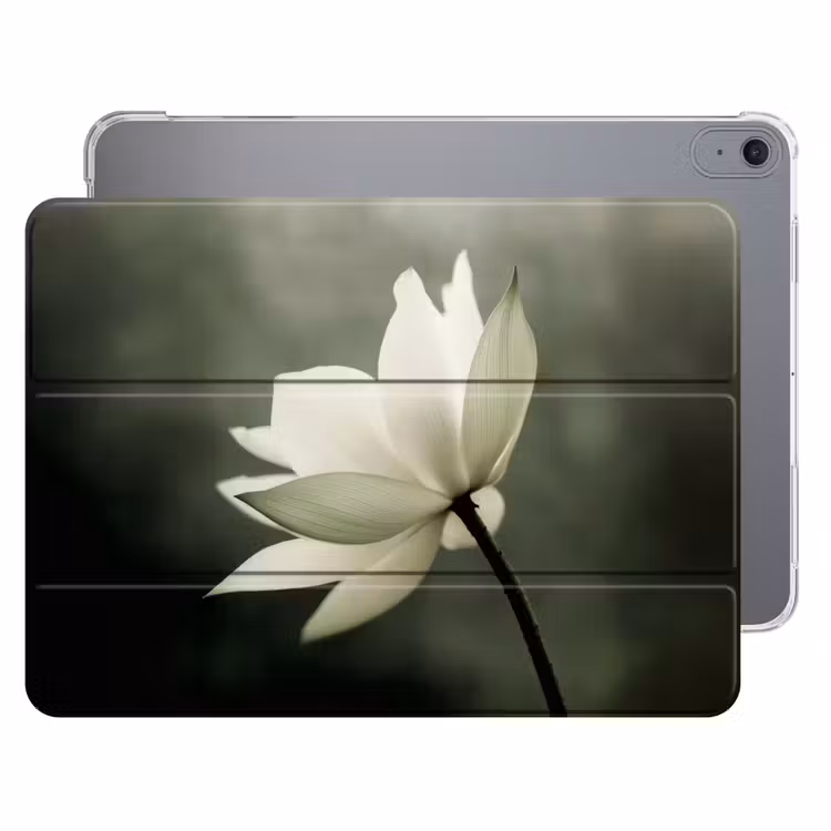 iPad hoes - Wit - Lotus - Donker - Bloem — 1