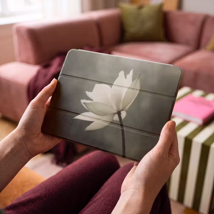 iPad hoes - Wit - Lotus - Donker - Bloem — 4