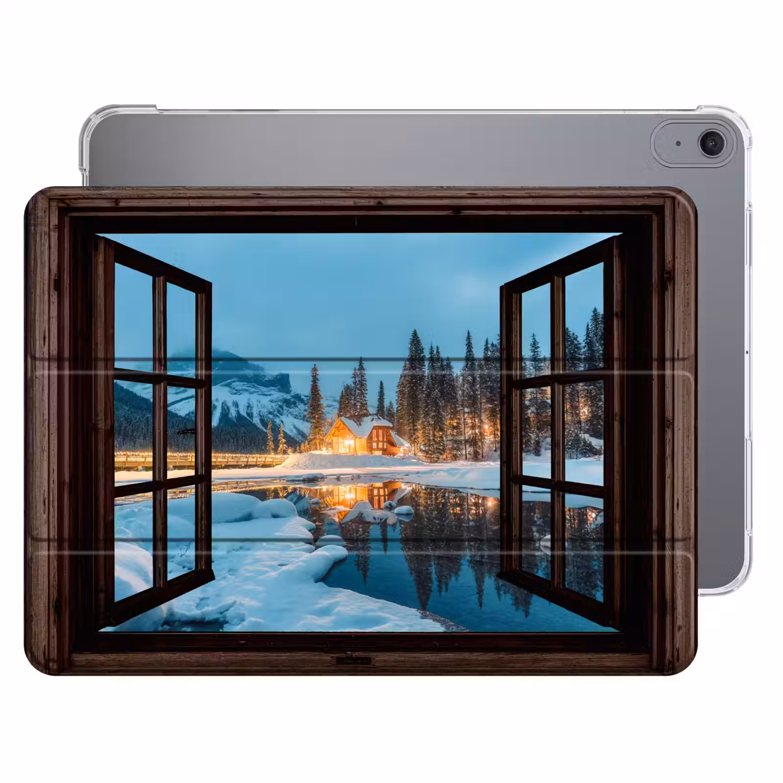 iPad hoes - Doorkijk - Winter - Landschap - Natuur - Huis - Bergen — 1