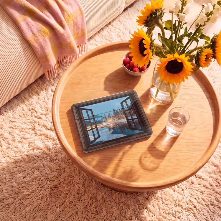 iPad hoes - Doorkijk - Winter - Landschap - Natuur - Huis - Bergen — 2
