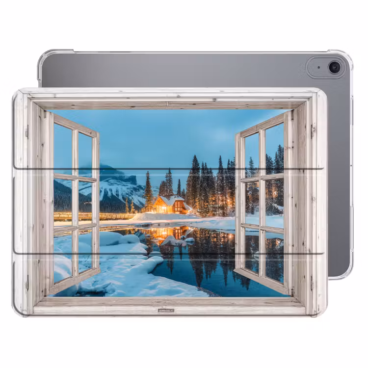 iPad hoes - Doorkijk - Winterlandschap - Natuur - Huis - Bergen — 1