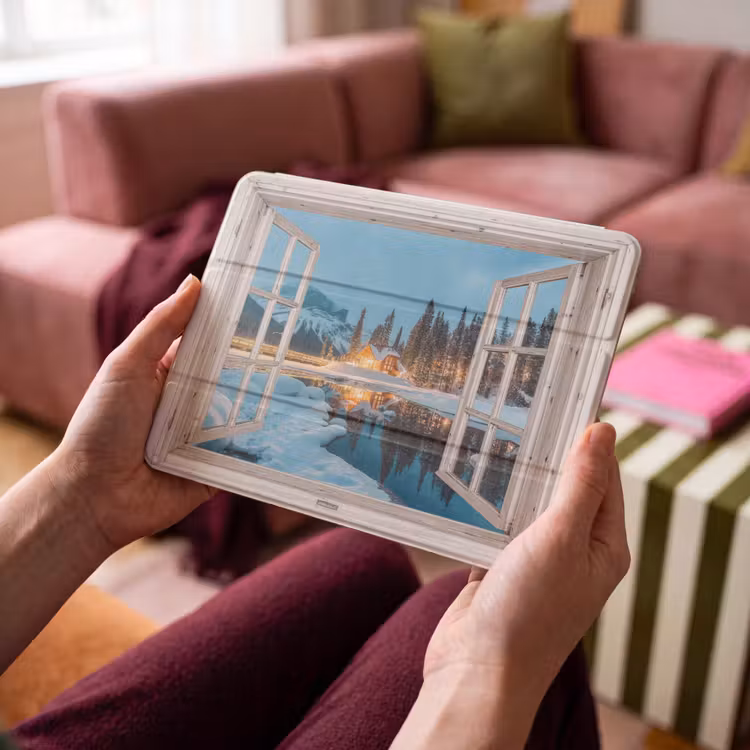 iPad hoes - Doorkijk - Winterlandschap - Natuur - Huis - Bergen — 4