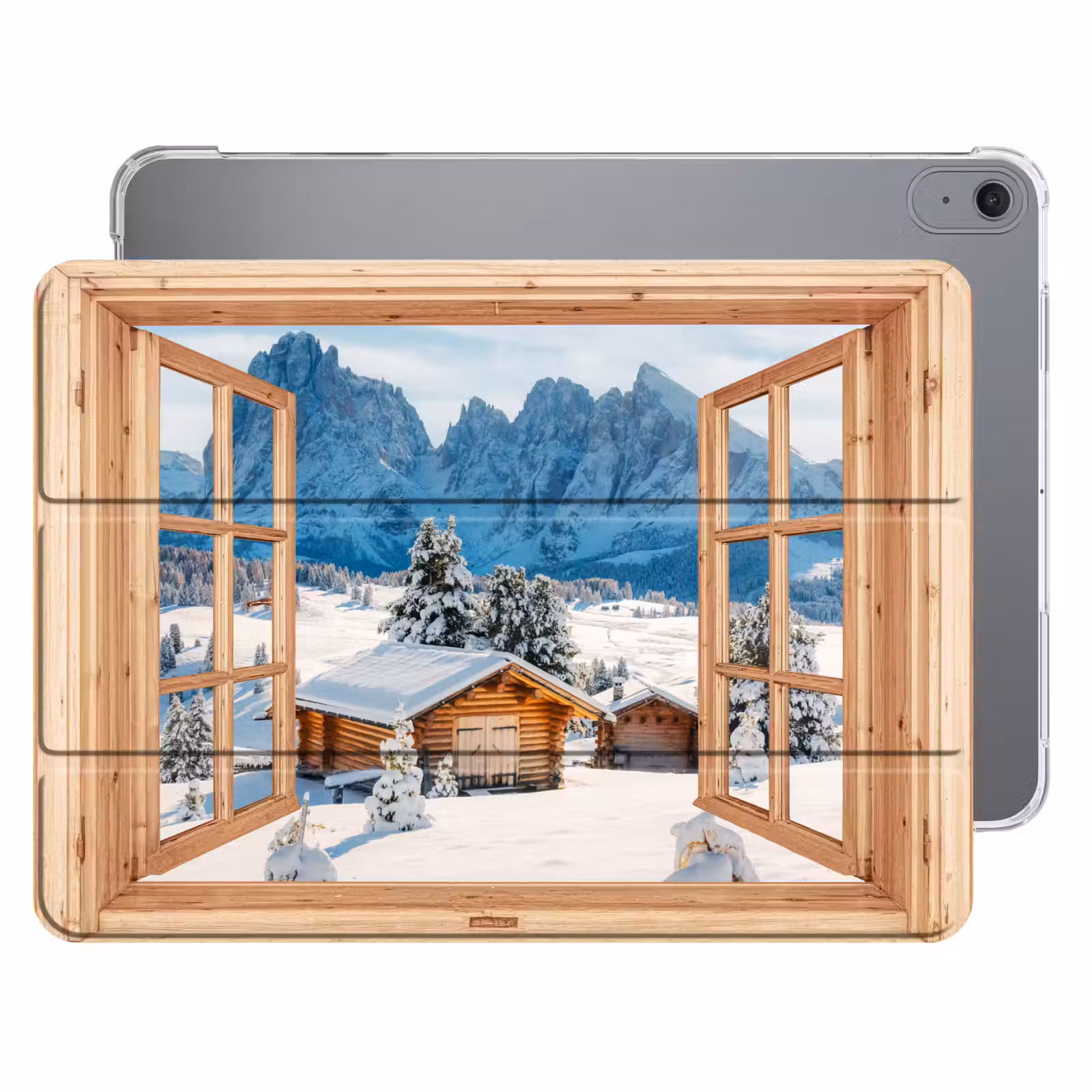 iPad hoes - Doorkijk - Winterlandschap - Huisje - Bergen - Uitzicht — 1