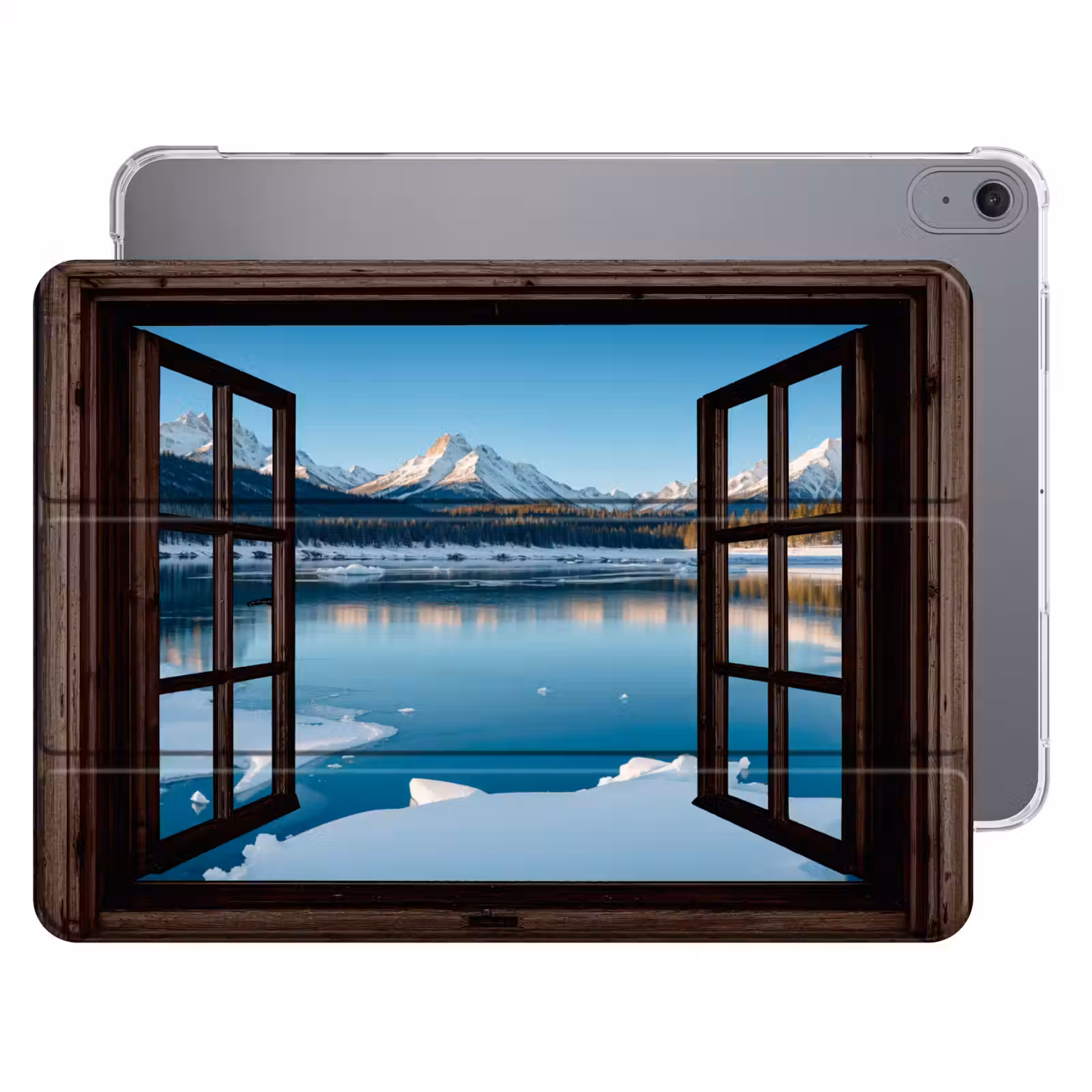 iPad hoes - Doorkijk - Winterlandschap - Meer - Bergen - Uitzicht — 1