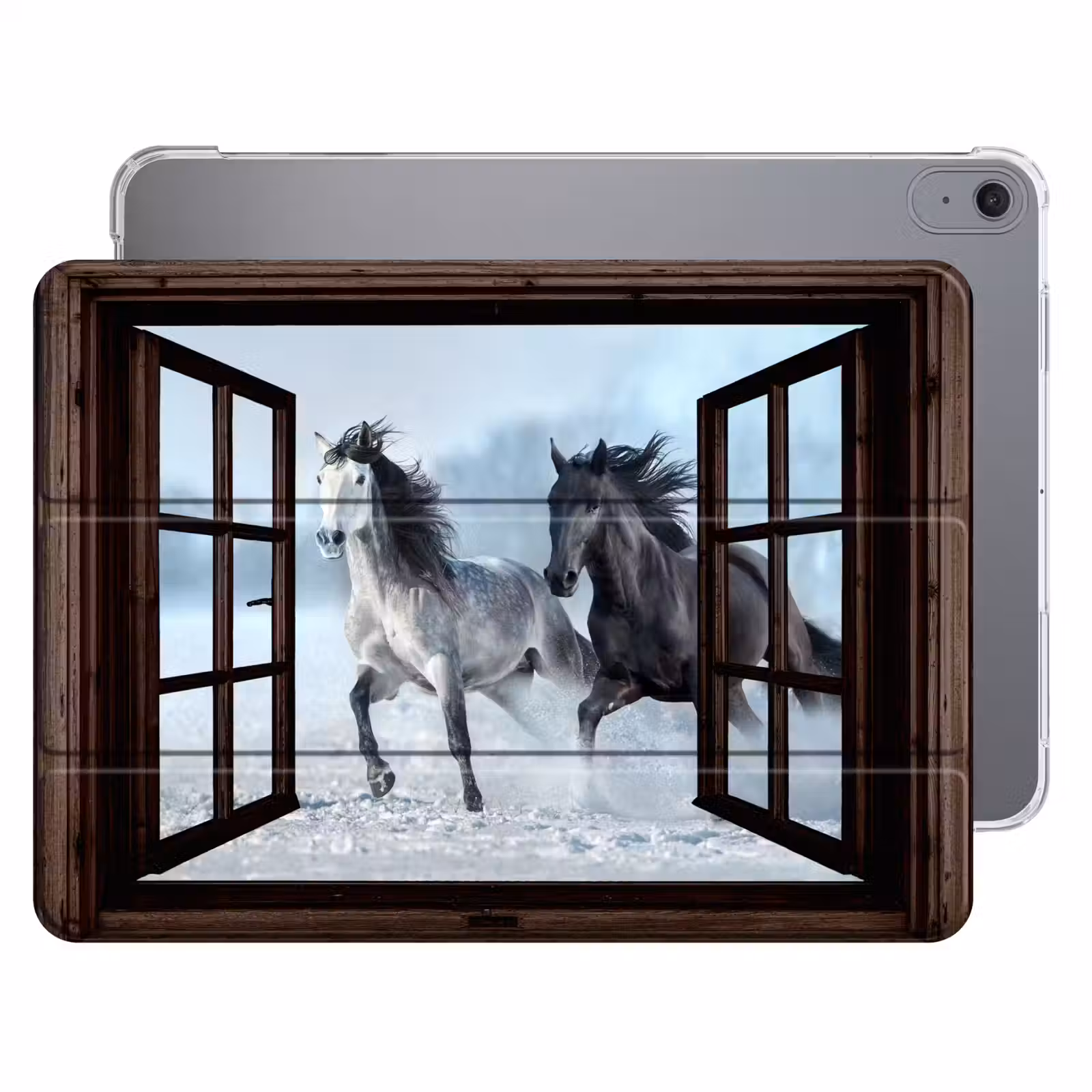iPad hoes - Paarden - Winter - Dieren - Natuur - Doorkijk — 1