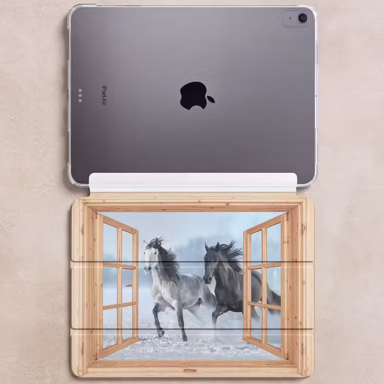 iPad hoes - Doorkijk - Paarden - Winter - Dieren - Natuur - Hout — 6