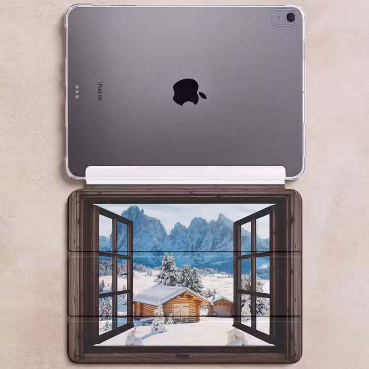 iPad hoes - Doorkijk - Winter - Landschap - Huisje - Bergen — 6