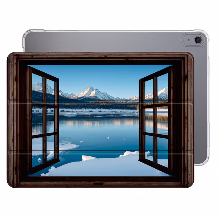iPad hoes - Doorkijk - Winterlandschap - Meer - Bergen - Uitzicht — 1