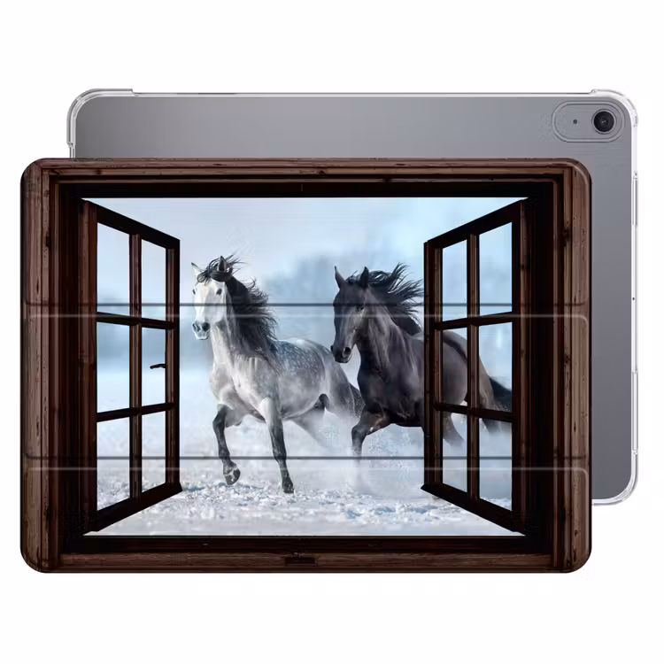 iPad hoes - Paarden - Winter - Dieren - Natuur - Doorkijk — 1