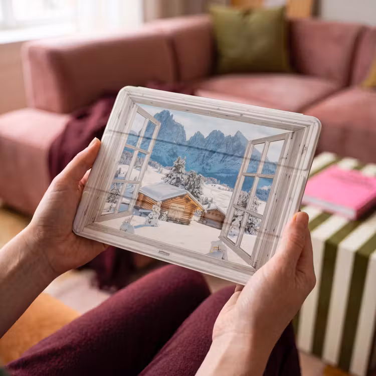 iPad hoes - Winterlandschap - Huisje - Bergen - Uitzicht - Doorkijk - Natuur — 4