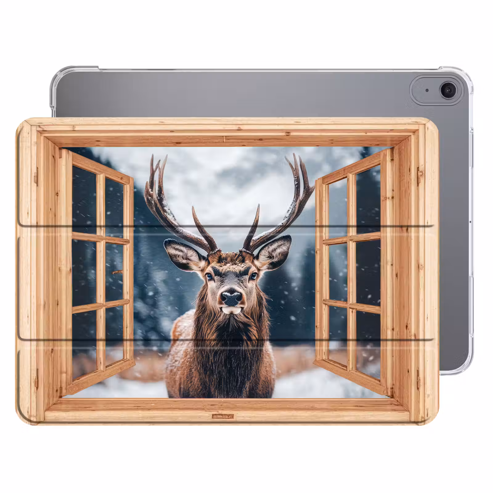 iPad hoes - Doorkijk - Hert - Dieren - Winterlandschap - Sneeuw — 1