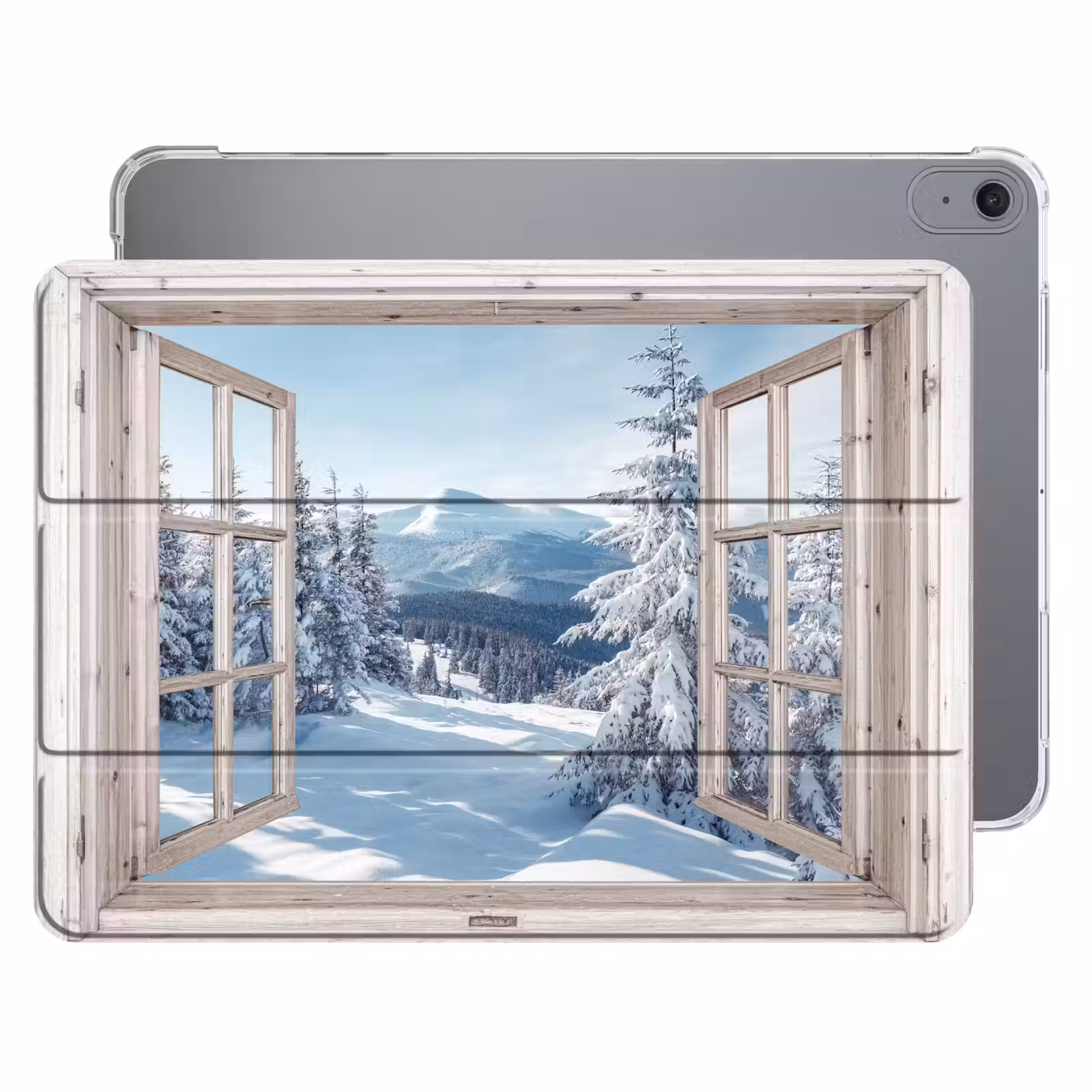 iPad hoes - Doorkijk - Winter - Landschap - Natuur - Berg - Bomen - Wit — 1