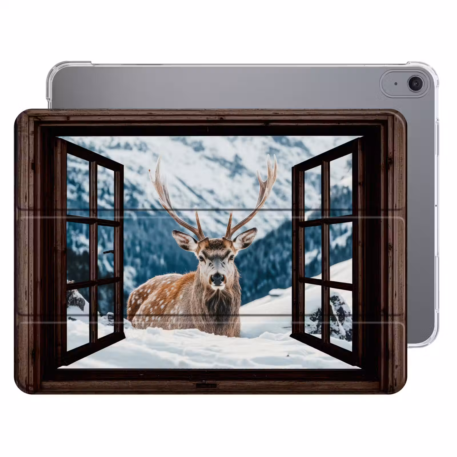 iPad hoes - Hert - Landschap - Winter - Natuur - Dieren - Doorkijk - Bergen — 1