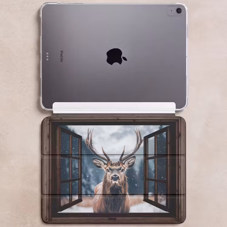 iPad hoes - Doorkijk - Hert - Dieren - Landschap - Winter - Sneeuw - Landelijk — 6