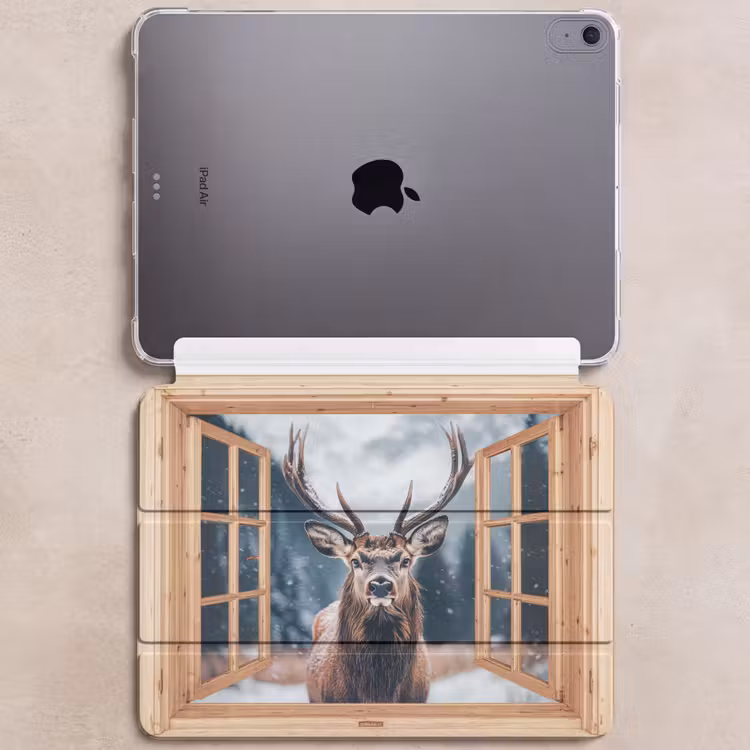 iPad hoes - Doorkijk - Hert - Dieren - Winterlandschap - Sneeuw — 6