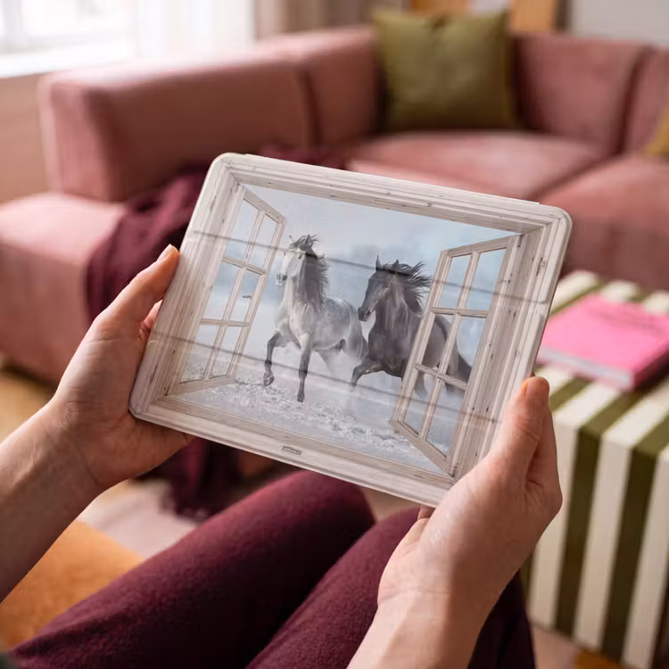 iPad hoes - Doorkijk - Paarden - Winter - Dieren - Natuur - Wit — 4