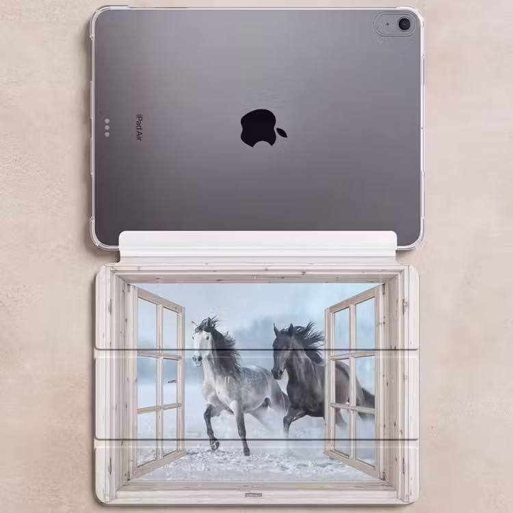 iPad hoes - Doorkijk - Paarden - Winter - Dieren - Natuur - Wit — 6