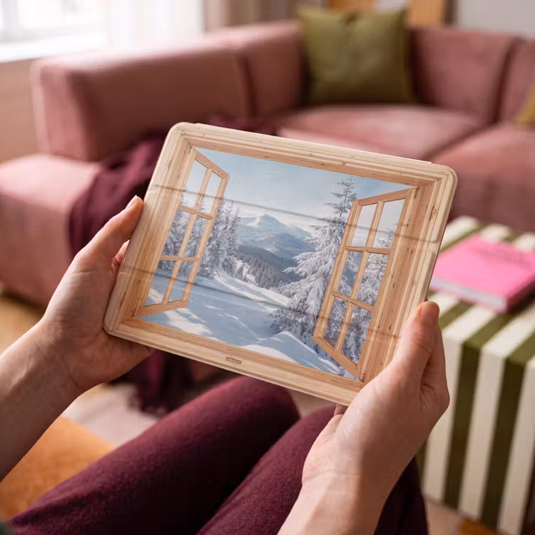 iPad hoes - Doorkijk - Winterlandschap - Natuur - Berg - Bomen - Hout — 4