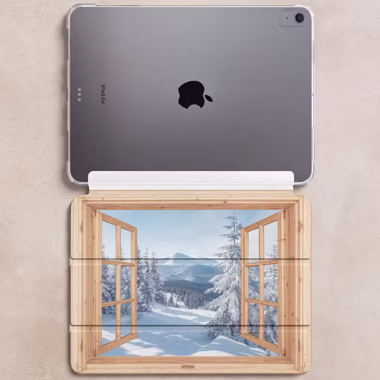 iPad hoes - Doorkijk - Winterlandschap - Natuur - Berg - Bomen - Hout — 6