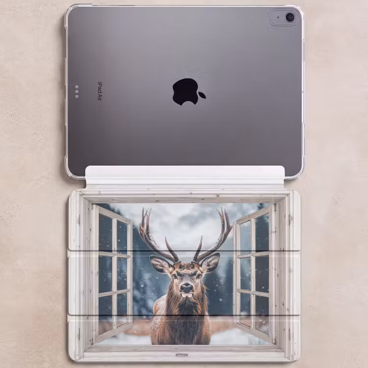 iPad hoes - Hert - Dieren - Landschap - Winter - Sneeuw - Doorkijk - Natuur — 6