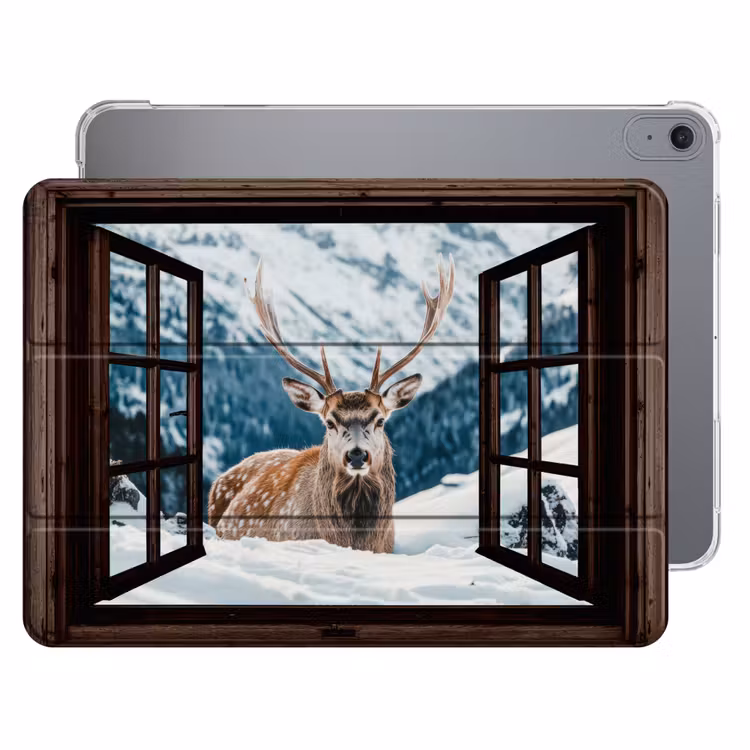 iPad hoes - Hert - Landschap - Winter - Natuur - Dieren - Doorkijk - Bergen — 1