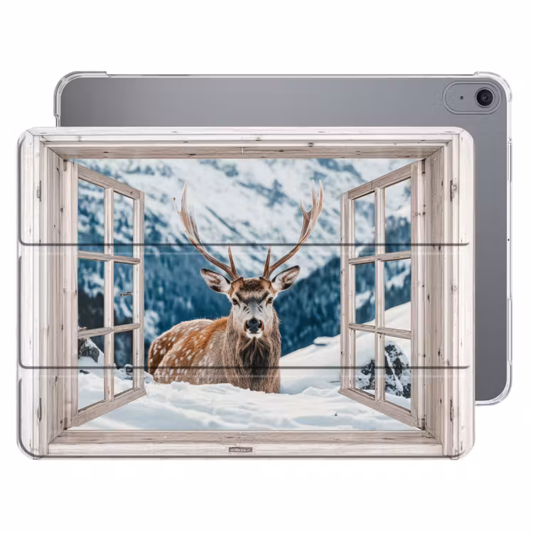 iPad hoes - Hert - Winterlandschap - Natuur - Dieren - Doorkijk - Bergen — 1