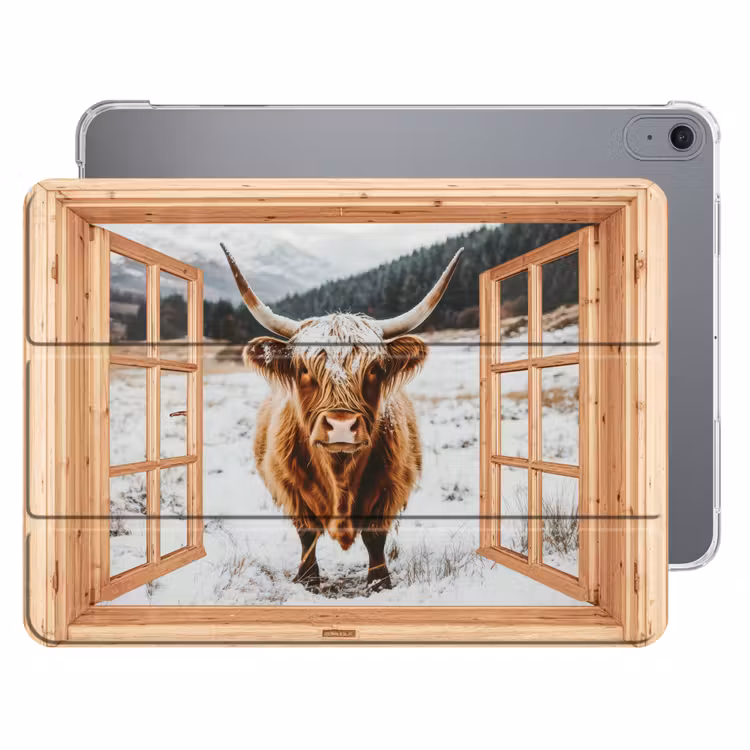 iPad hoes - Schotse Hooglander - Landschap - Landelijk - Bergen - Winter - Doorkijk — 1