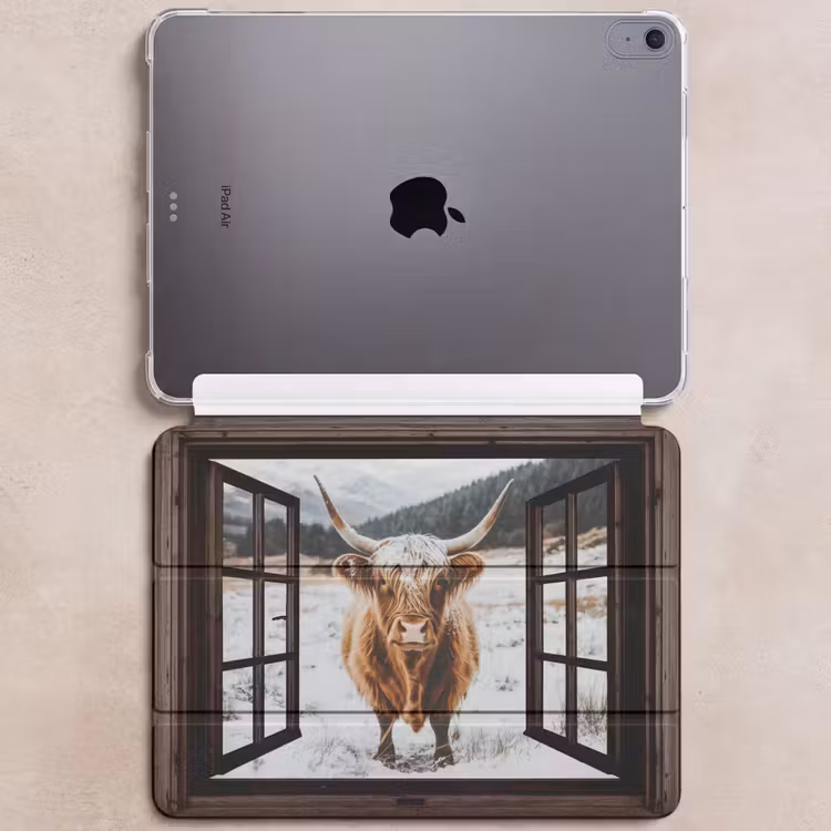 iPad hoes - Schotse Hooglander - Landschap - Landelijk - Bergen - Winter - Doorkijk - Donker — 6