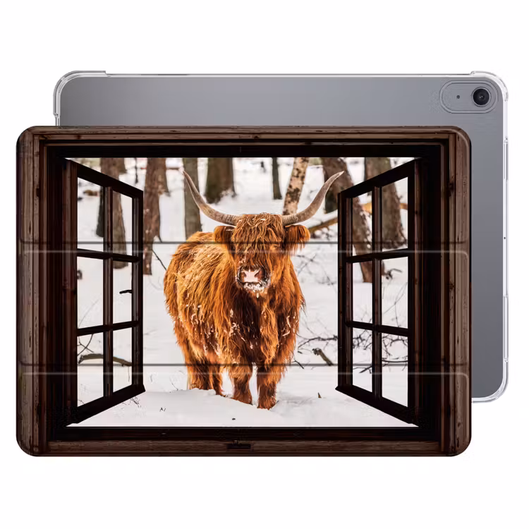iPad hoes - Schotse Hooglander - Sneeuw - Natuur - Dieren - Doorkijk - Winter — 1