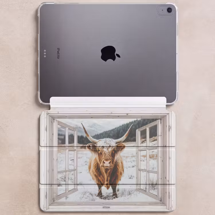 iPad hoes - Schotse Hooglander - Winterlandschap - Landelijk - Bergen - Doorkijk — 6