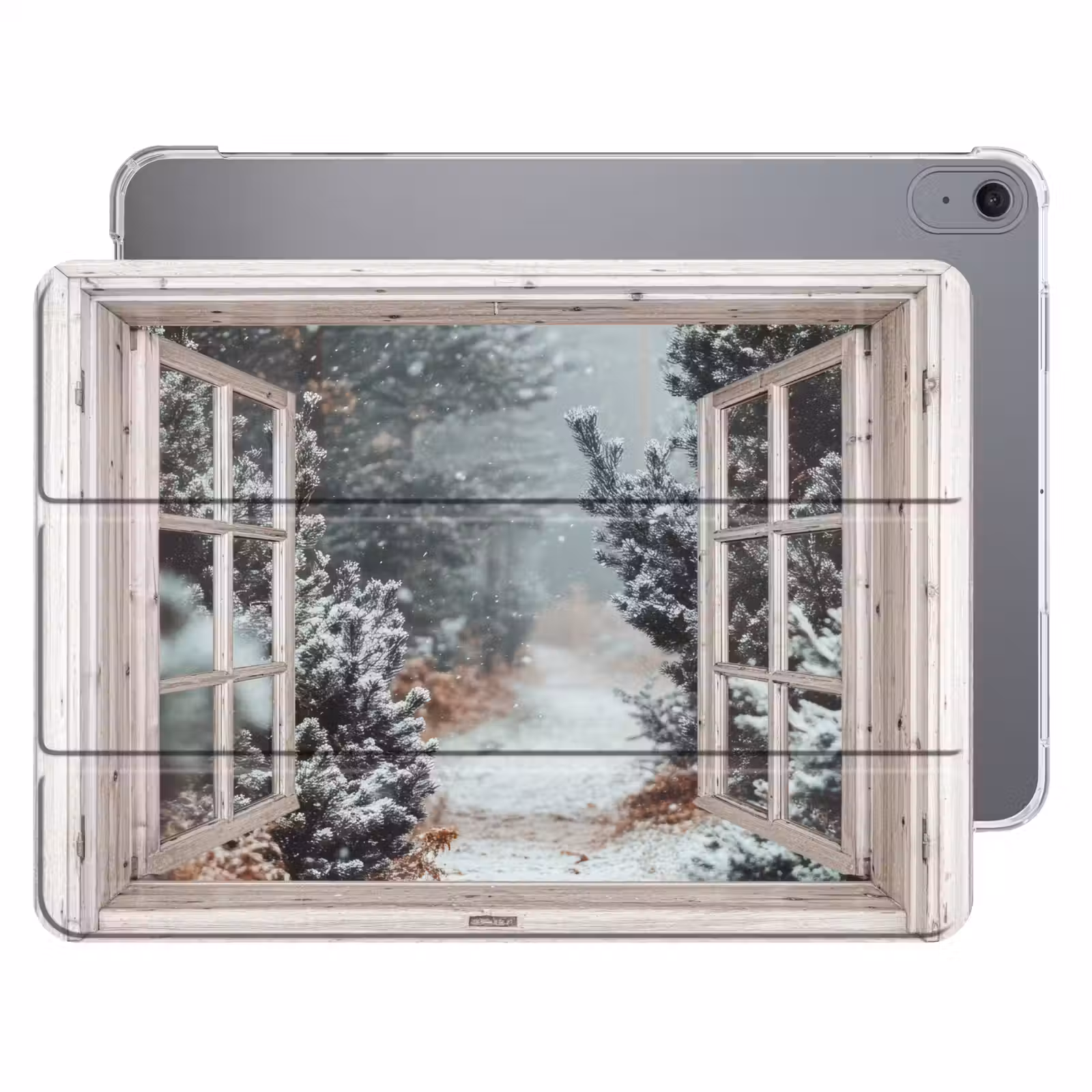 iPad hoes - Bos - Winter - Bomen - Natuur - Pad - Doorkijk - Wit — 1
