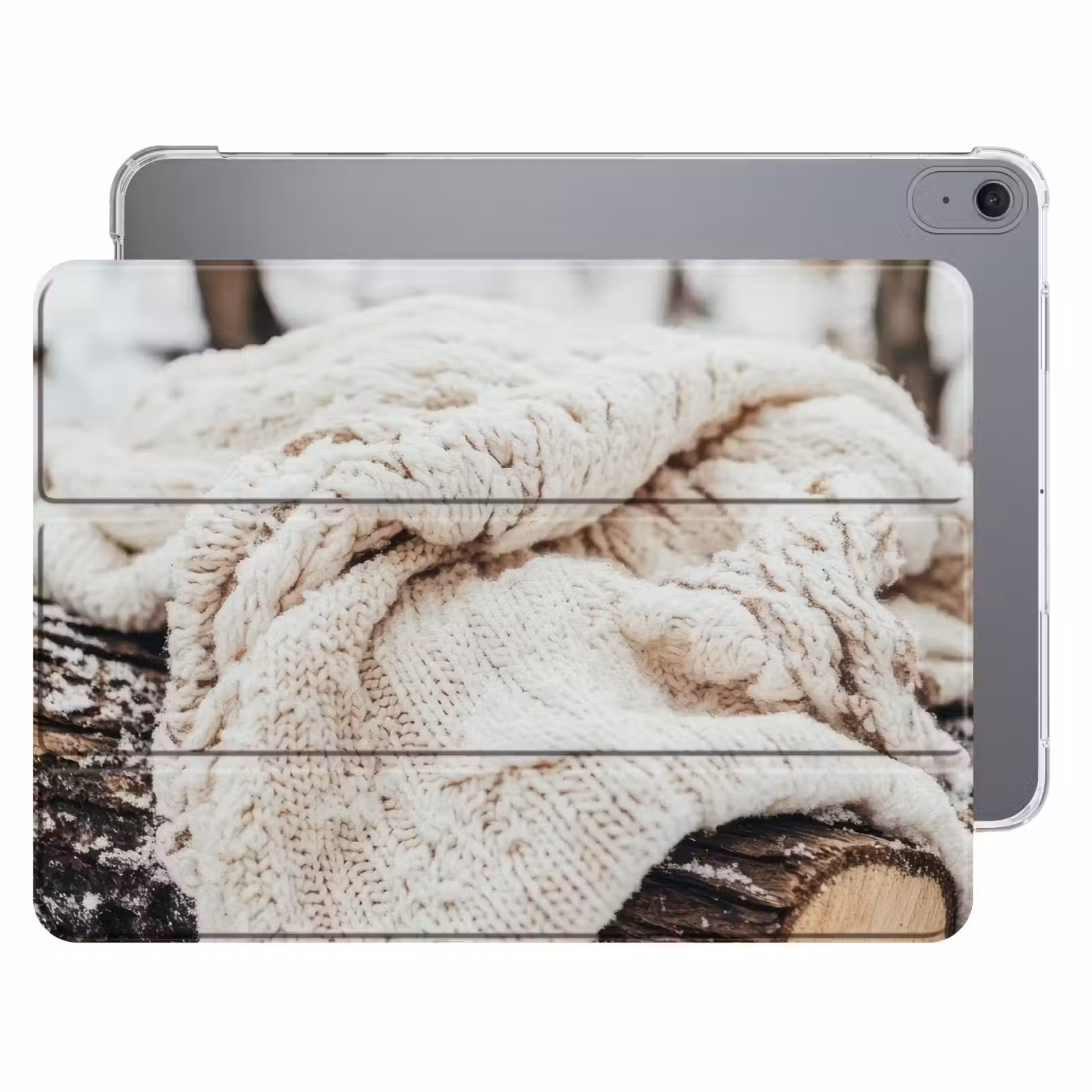 iPad hoes - Deken - Wit - Boomstronk - Winter - Sneeuw — 1