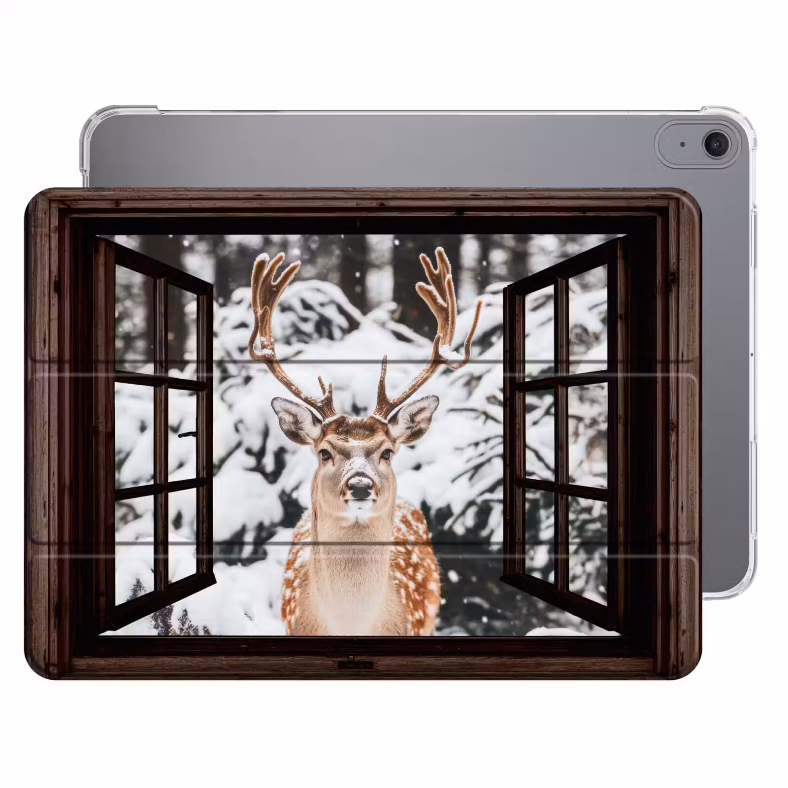 iPad hoes - Hert - Sneeuw - Winter - Bos - Dieren - Doorkijk — 1