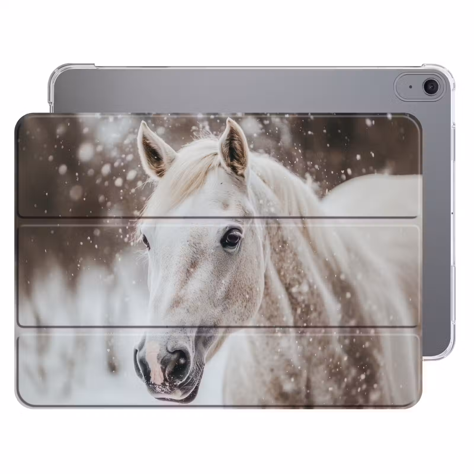 iPad hoes - Paard - Wit - Winter - Natuur - Sneeuw - Dieren — 1