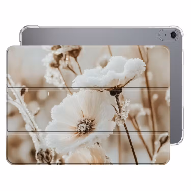 iPad hoes - Bloemen - Winter - Wit - Sneeuw - Beige — 1