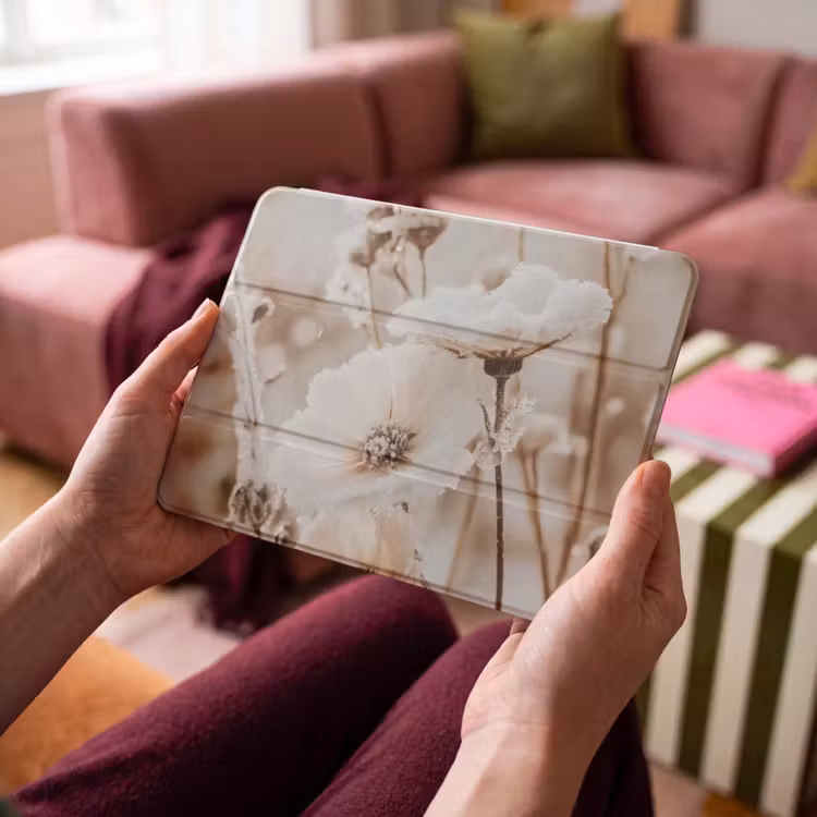 iPad hoes - Bloemen - Winter - Wit - Sneeuw - Beige — 4