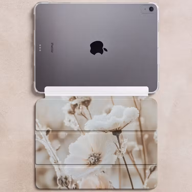 iPad hoes - Bloemen - Winter - Wit - Sneeuw - Beige — 6