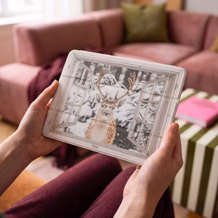iPad hoes - Doorkijk - Hert - Sneeuw - Winter - Bos - Dieren - Natuur — 4