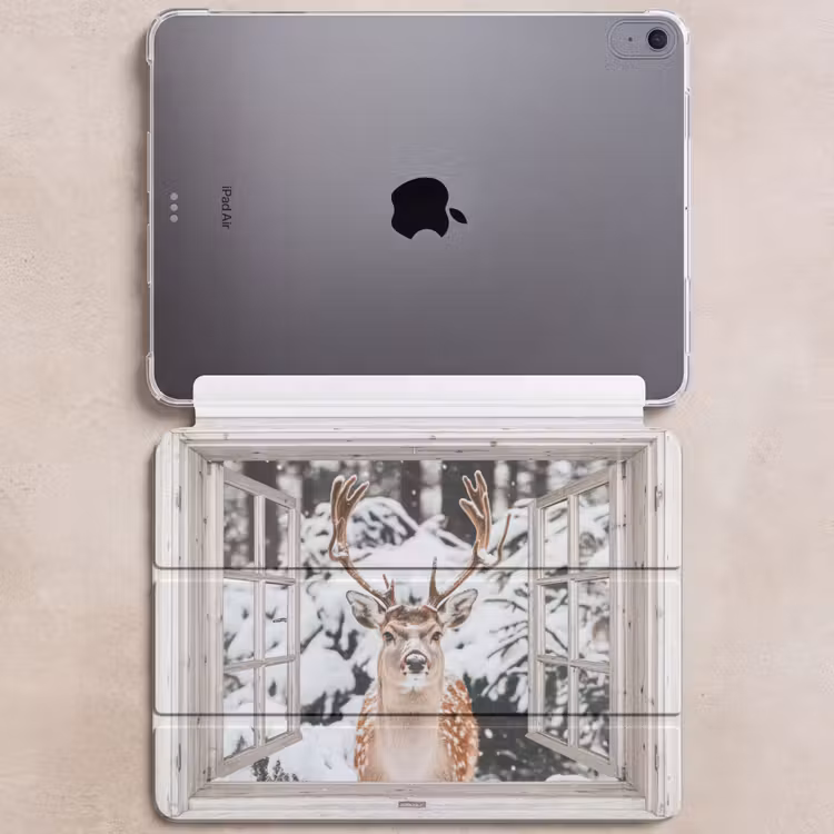 iPad hoes - Doorkijk - Hert - Sneeuw - Winter - Bos - Dieren - Natuur — 6