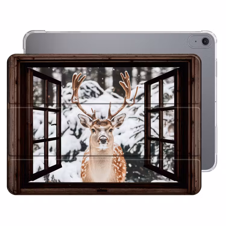 iPad hoes - Hert - Sneeuw - Winter - Bos - Dieren - Doorkijk — 1