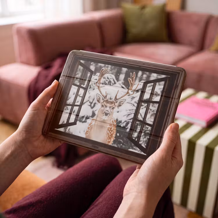iPad hoes - Hert - Sneeuw - Winter - Bos - Dieren - Doorkijk — 4
