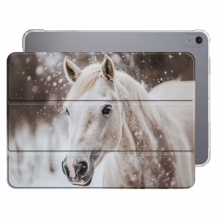 iPad hoes - Paard - Wit - Winter - Natuur - Sneeuw - Dieren — 1